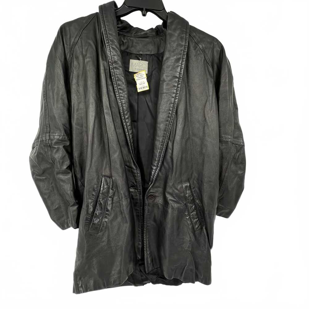 Andrew Marc Black Leather Blazer Jacket | Regular M